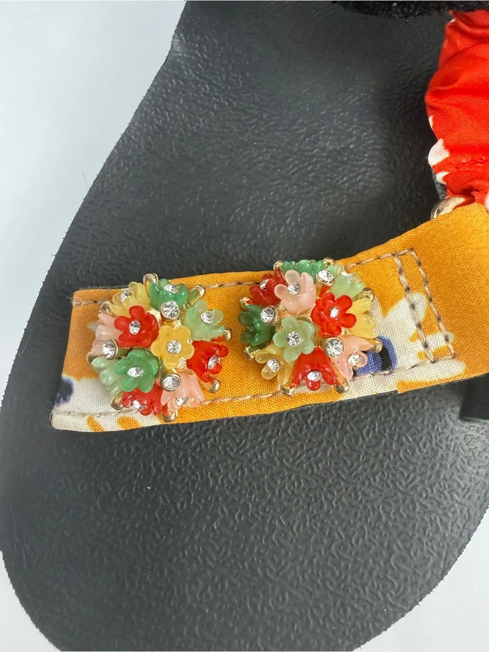 Kurt Geiger London Kids Floral Platform Slide Sandals Beaded Multicolor